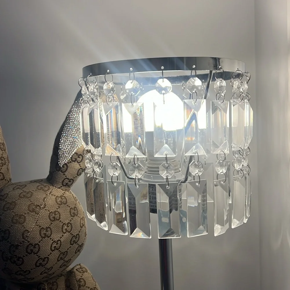 Crystal lamp glam plug in diamond jewel crystals rhinestones chandelier style